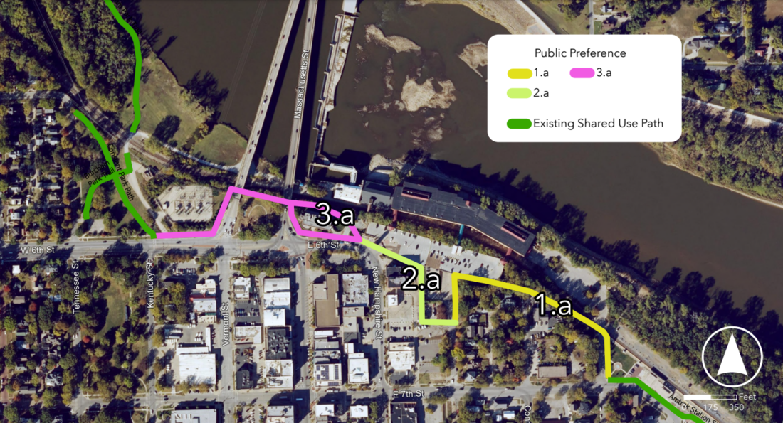 Lawrence Loop feedback is in: People prefer a downtown trail route near the river and away from traffic